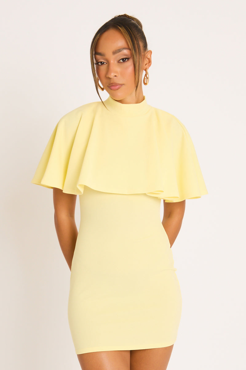 Yellow Cape Detail Mini Dress - Nambi