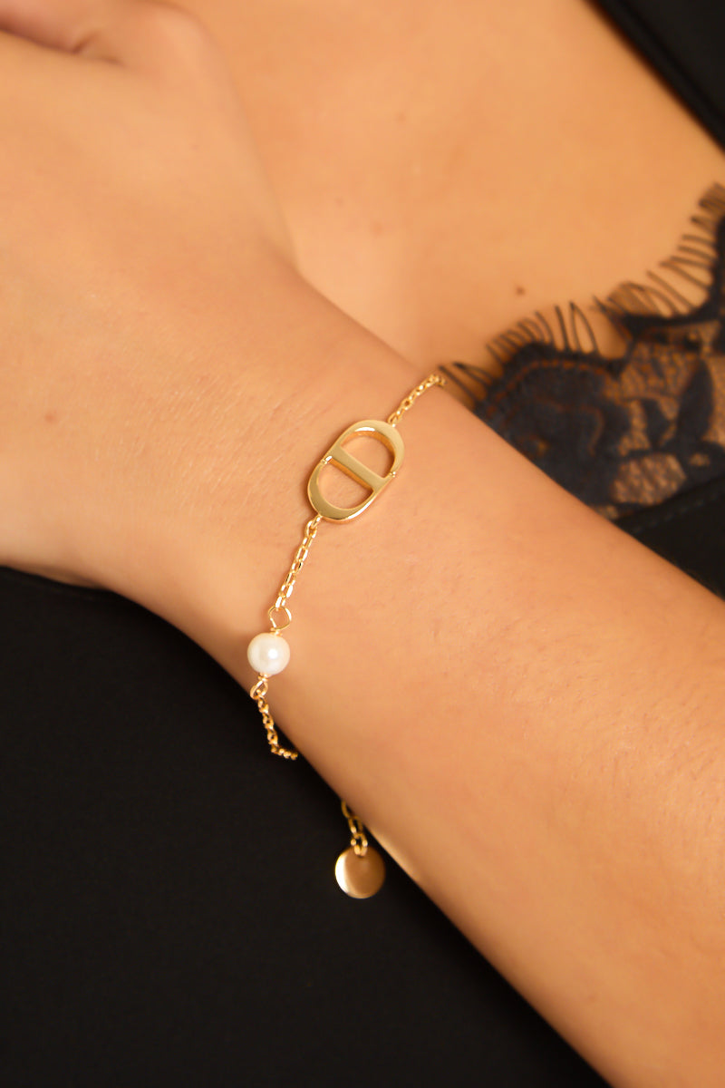 Gold Logo Detail Bracelet - Daphne