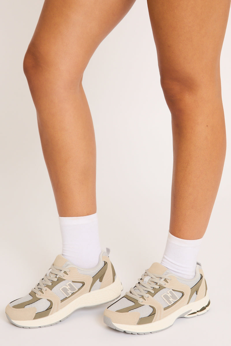 Grey Mesh Detail Chunky Trainers - Janette