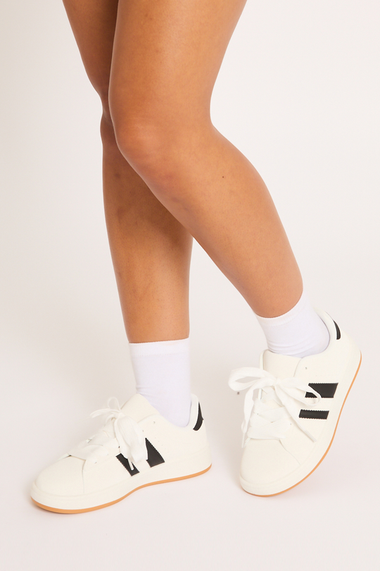 White Stripe Detail Trainers - Ashley