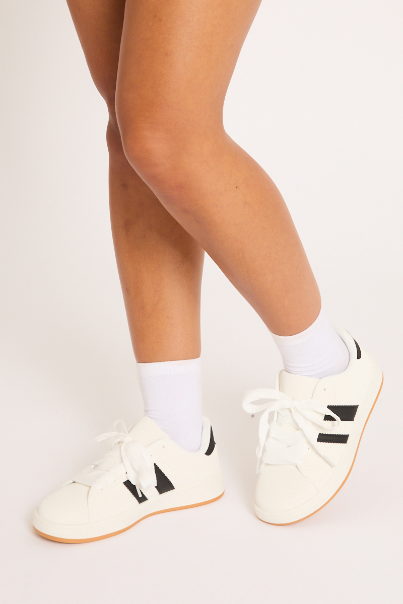 White Stripe Detail Trainers - Ashley