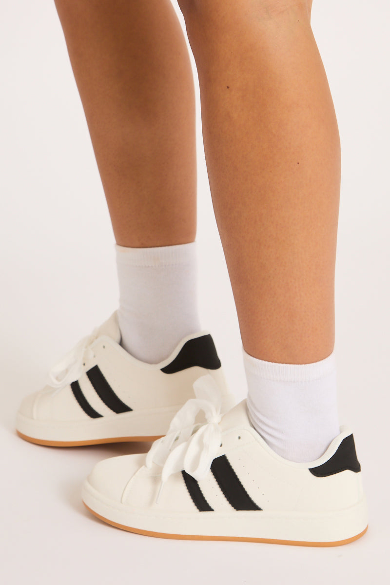 White Stripe Detail Trainers - Ashley