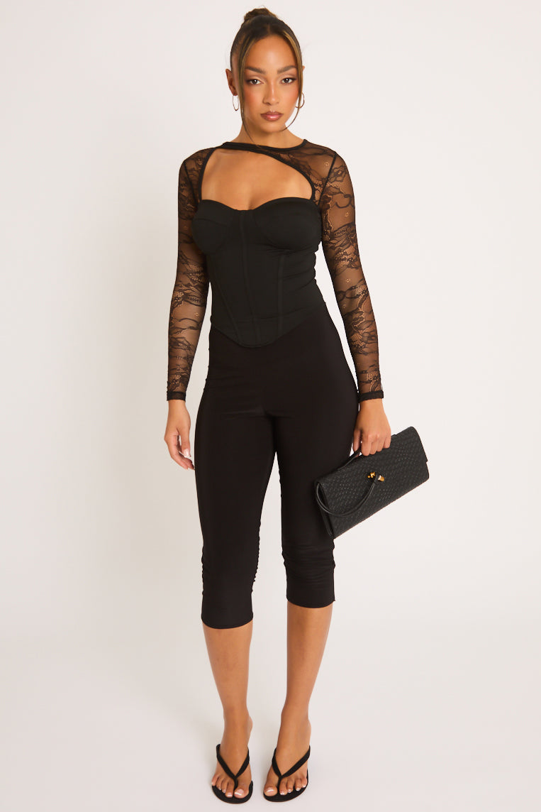 Black Slinky Capri Pants - Chloe