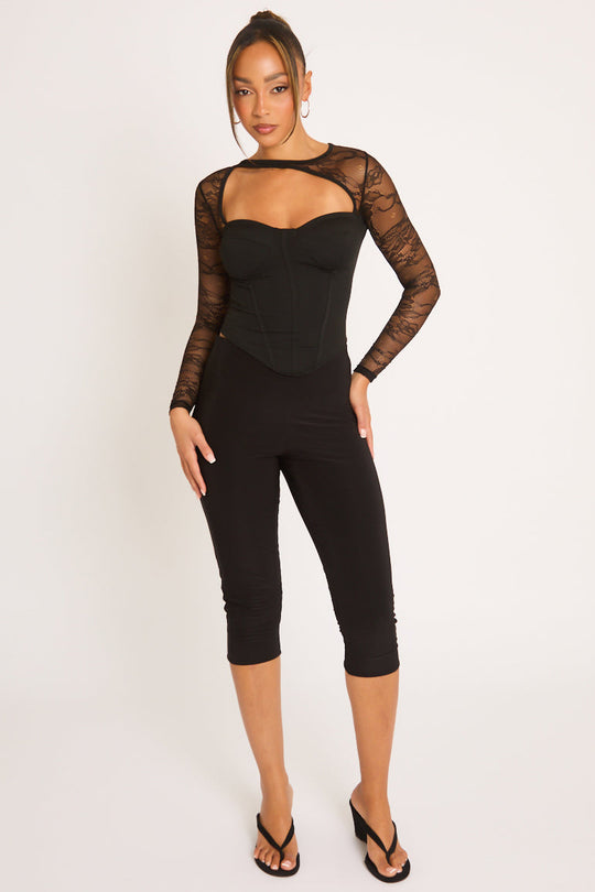Black Slinky Capri Pants - Chloe