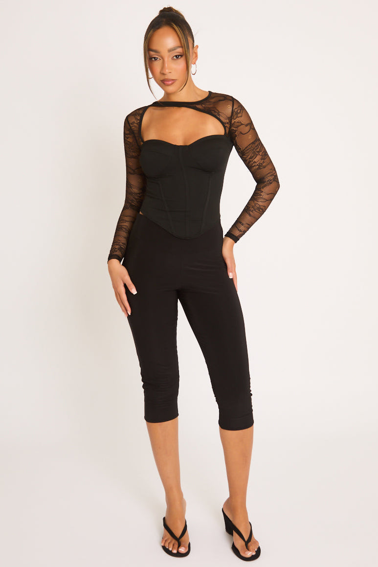 Black Slinky Capri Pants - Chloe