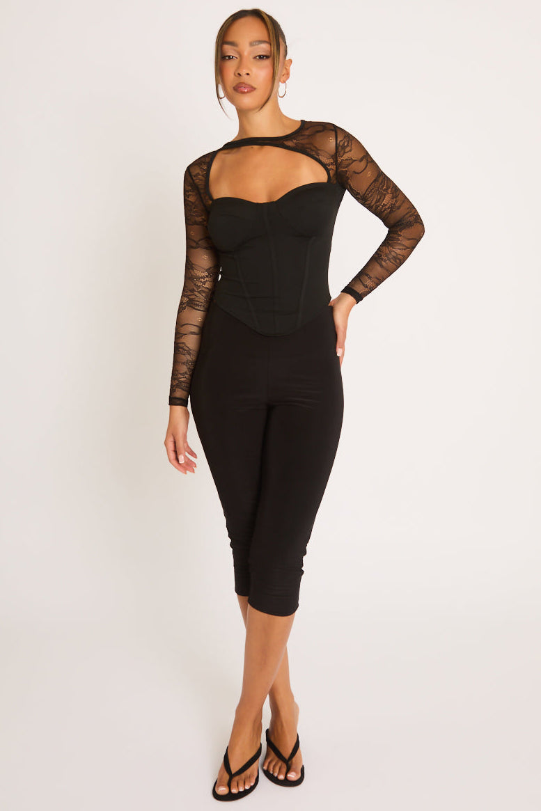Black Slinky Capri Pants - Chloe