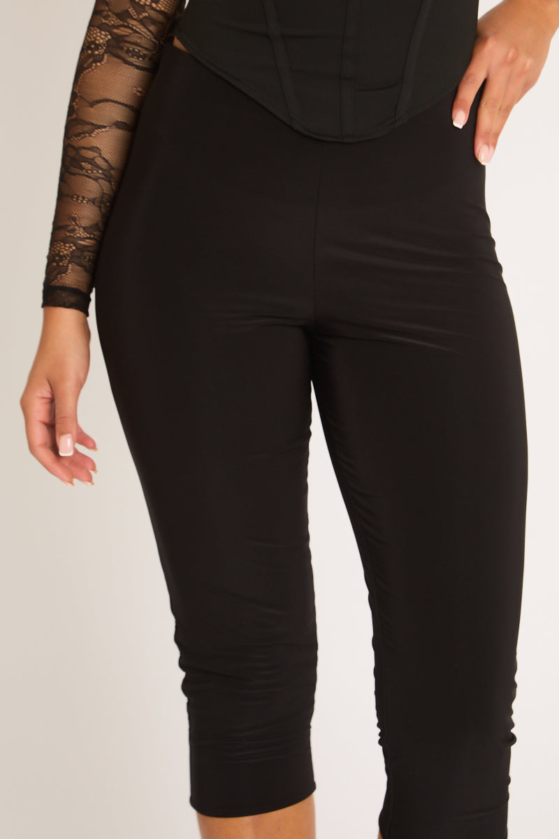 Black Slinky Capri Pants - Chloe