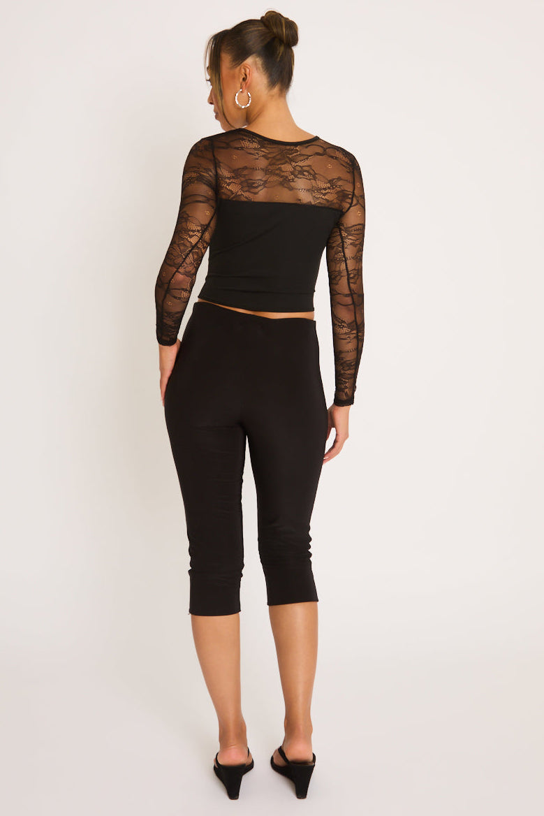 Black Slinky Capri Pants - Chloe