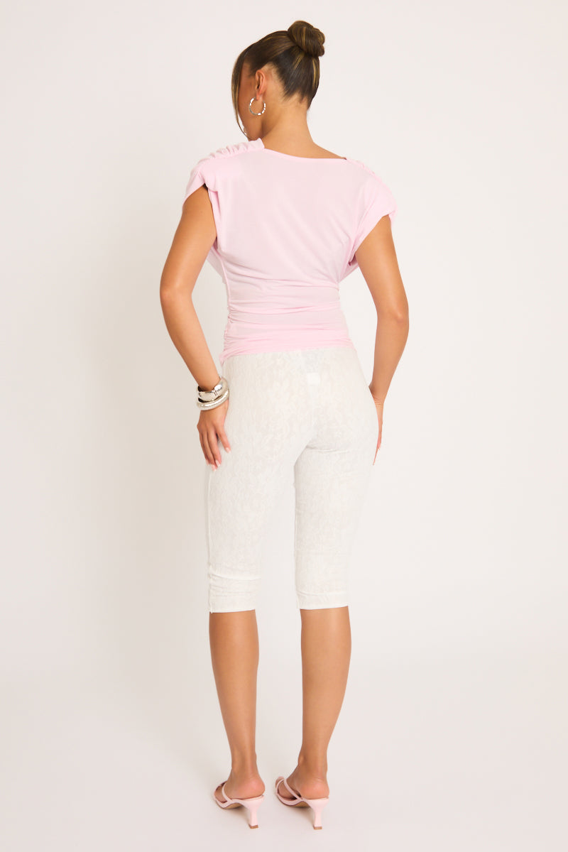 Pink Ruched Cowl Top - Sheela