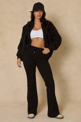 Black Zip Front Bomber And Flare Joggers Loungewear Co-ord Set - Lonie