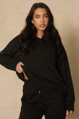 Black Polo Collared Loungewear Co-ord Set - Madisyn