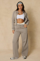 Dove Grey Zip Through Loungewear Co-ord Set - Laurye