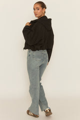 Black Loopback Bomber Jacket - Farlay