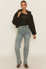 Black Loopback Bomber Jacket - Farlay