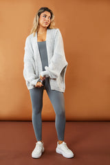 Grey Slouchy Knit Edge To Edge Cardigan - Misty