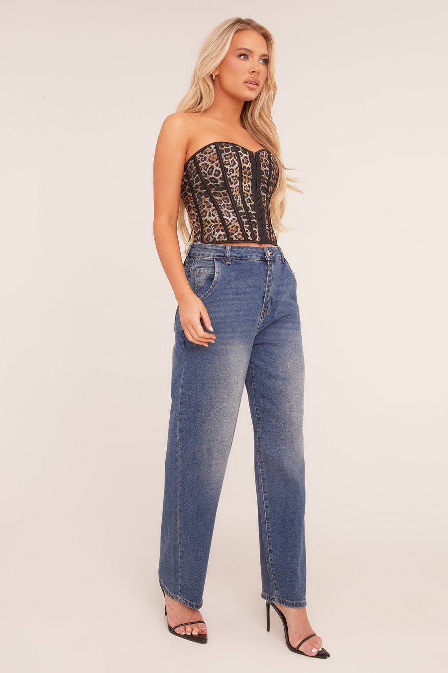 Mid Blue Stretch Balloon Leg Jeans - Lara