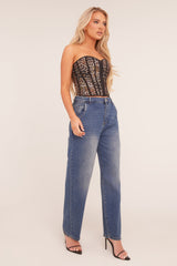 Mid Blue Stretch Balloon Leg Jeans - Lara