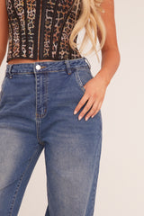 Mid Blue Stretch Balloon Leg Jeans - Lara