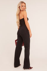 Black Stretch Straight Leg Frayed Hem Jeans - Harper