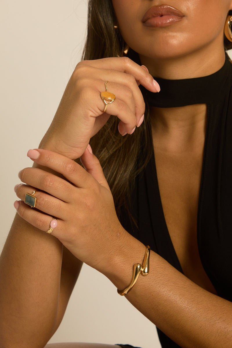 Gold Stone Ring Multipack - Danika