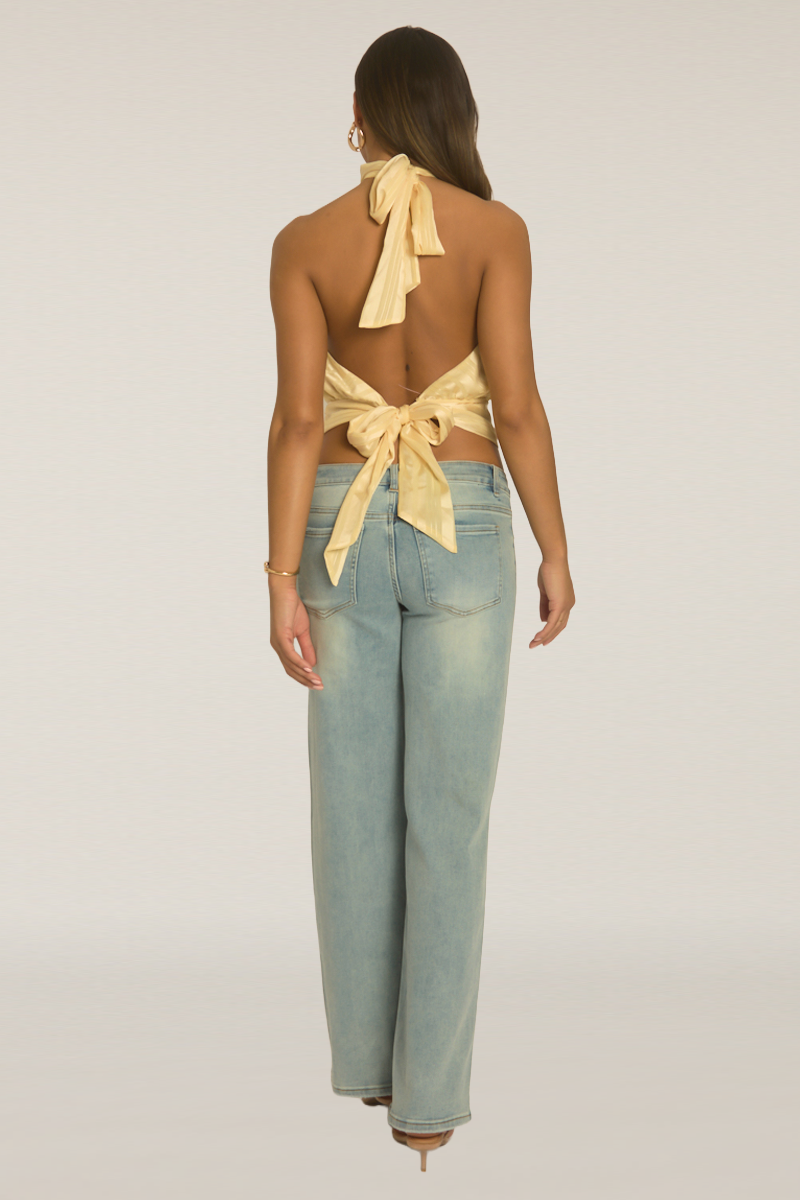 Butter Yellow Halterneck Blouson Top - Becca