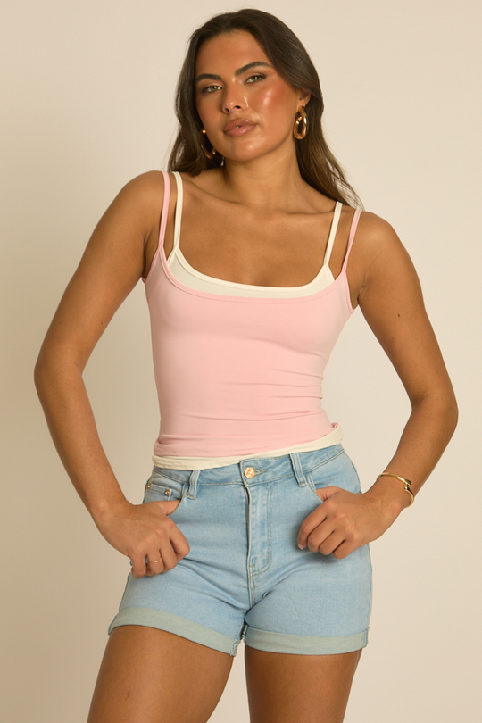 Blue Stretch Denim Turned Hem Shorts - Celina