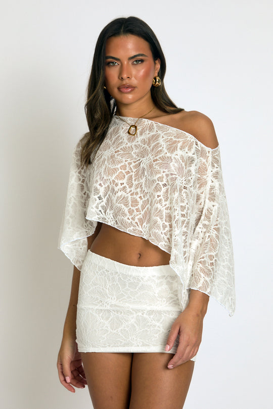 White Lace Co-ord Set - Avalo