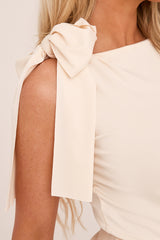 Cream Shoulder Tie Sleeveless Top - Cynthia