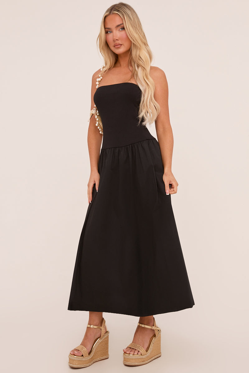 Black Bandeau Drop Waist Maxi Dress | Dresses | Rebellious Fashion Black Bandeau Drop Waist Maxi Dress | Dresses | Rebellious Fashion