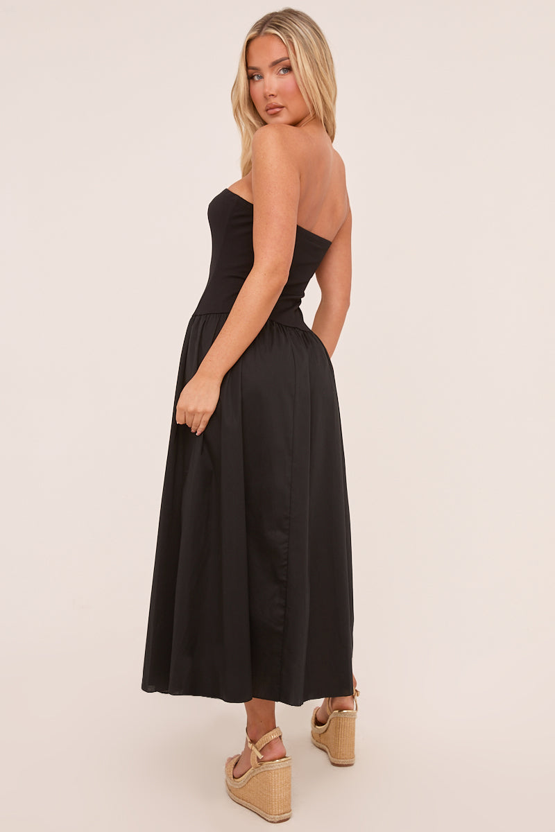 Black Bandeau Drop Waist Maxi Dress | Dresses | Rebellious Fashion Black Bandeau Drop Waist Maxi Dress | Dresses | Rebellious Fashion