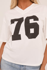 White Oversized Varsity Football Jersey T-shirt - Penelope