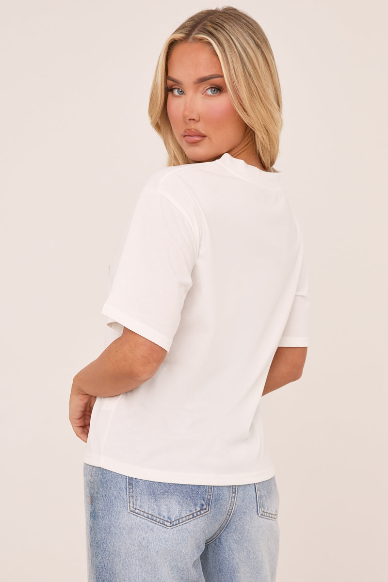 White Oversized Varsity Football Jersey T-shirt - Penelope