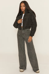 Black Hooded Zip Through Crop Puffer Jacket - Careen