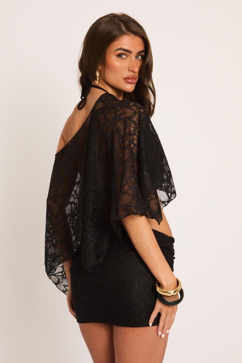 Black Lace Co-ord Set - Avalo