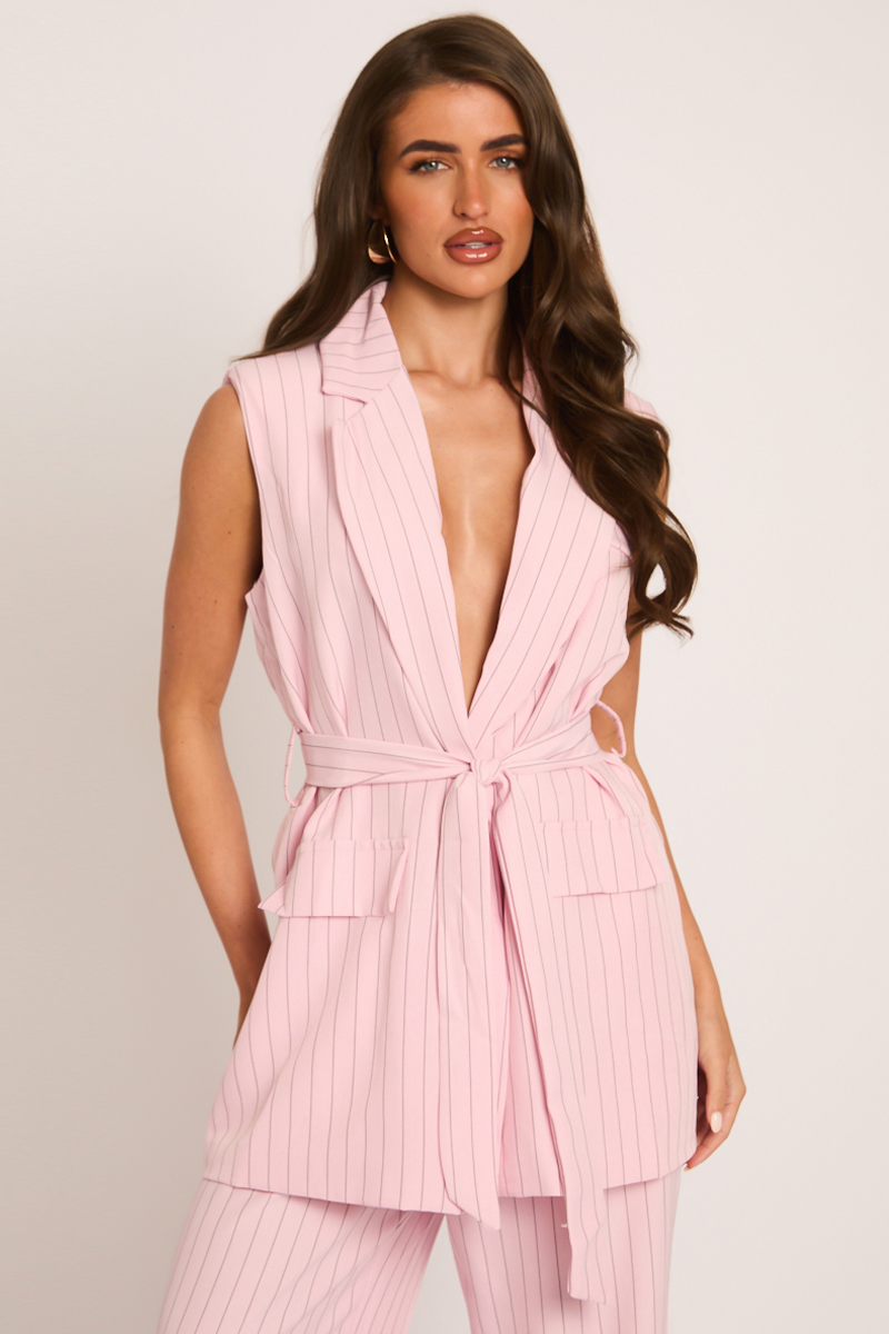 Pink Stripe Tailored Waistcoat and Trousers Co-ord Set - Kourtney