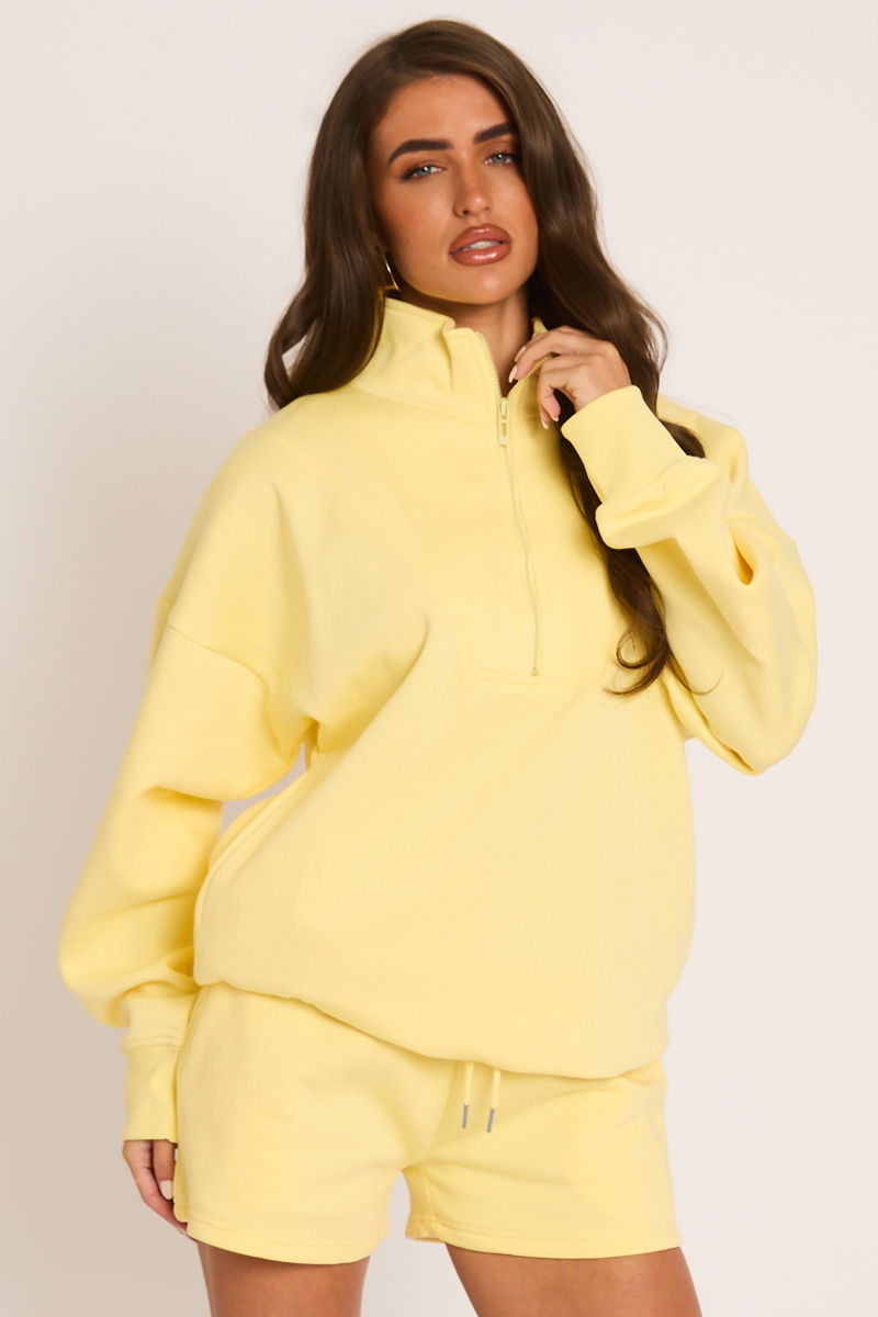 Yellow Oversized Half Zip Sweater and Joggers Loungewear Co-ord Set - Emily