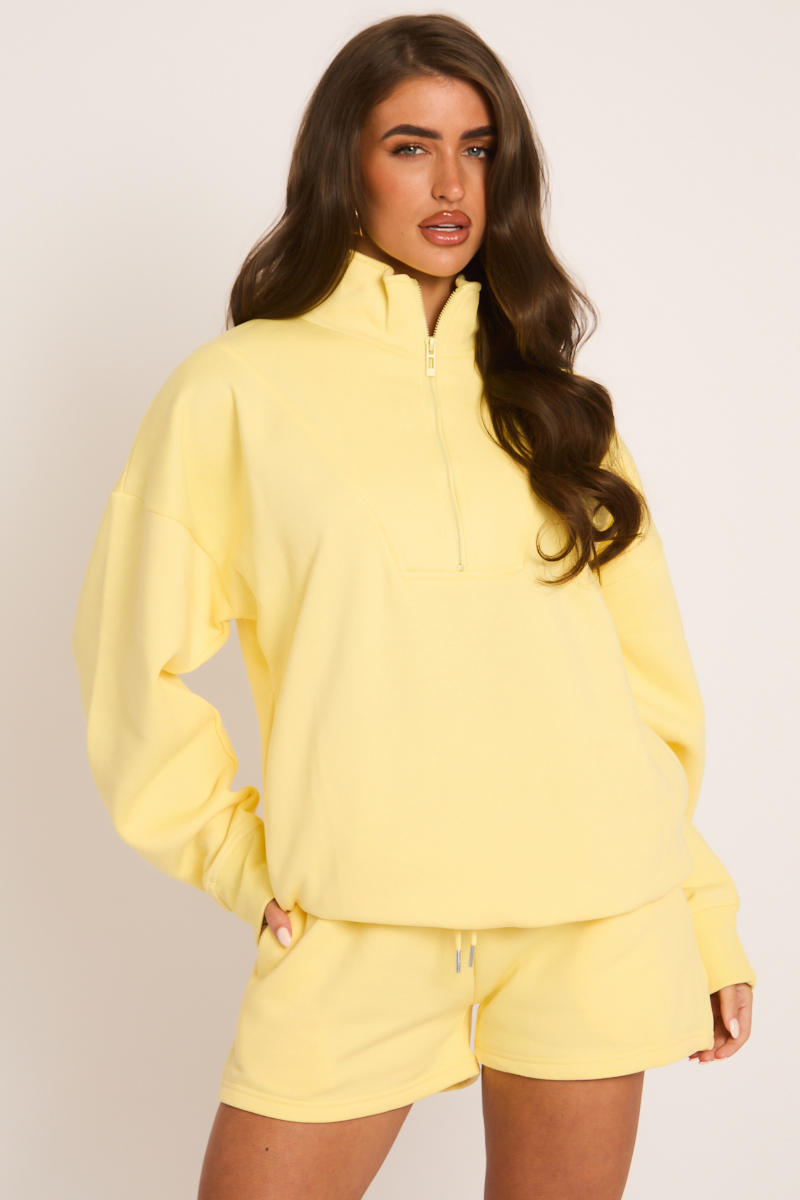 Yellow Oversized Half Zip Sweater and Joggers Loungewear Co-ord Set - Emily