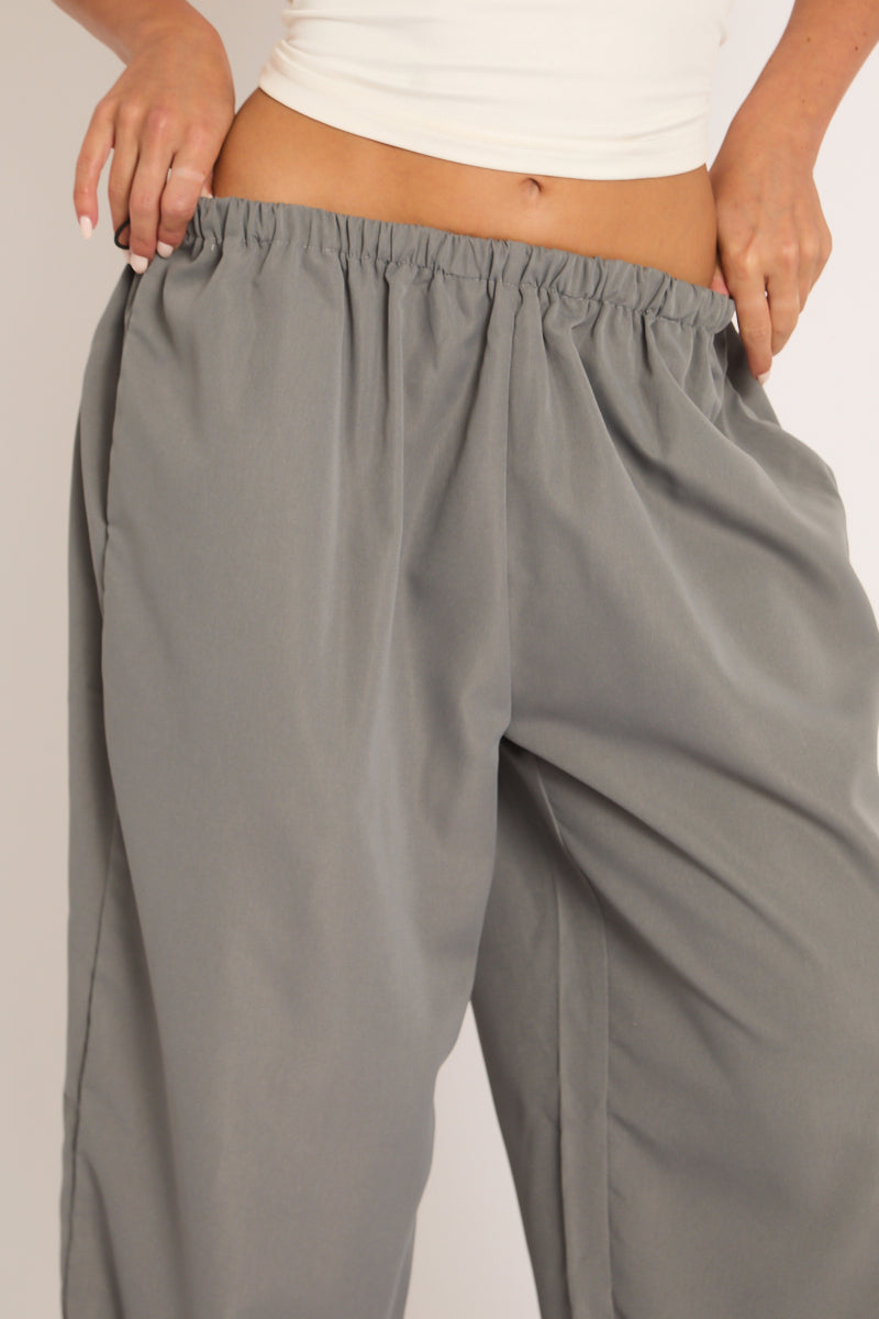 Grey Wide Leg Parachute Trousers - Lily
