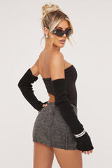 Grey Faux Leather Buckle Mini Skirt - Demelza