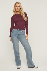 Acid Blue Washed Stretch Straight Leg Jeans - Scarlett