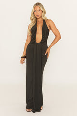 Black Extreme Plunge Maxi Dress - Arleigh