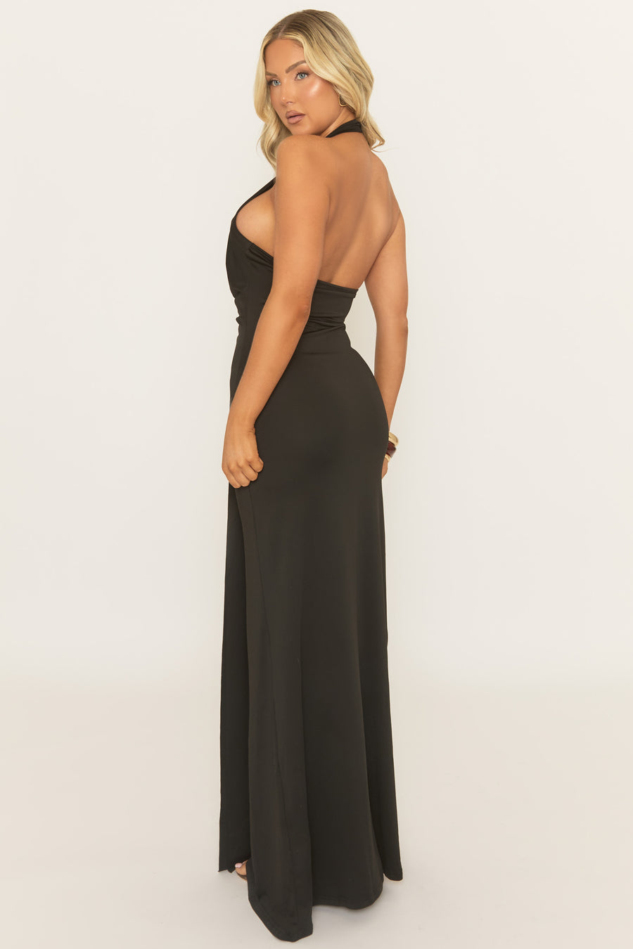 Black Extreme Plunge Maxi Dress - Arleigh