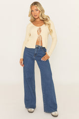 Mid Blue Wide Leg Denim Jeans - Tillia