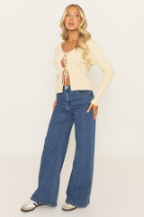 Mid Blue Wide Leg Denim Jeans - Tillia