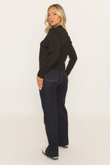 Black Gold Button Detail Cardigan - Yarina