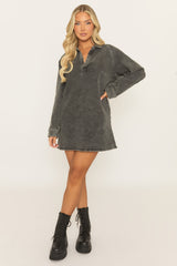 Grey Acid Wash Denim Mini Dress - Katrena