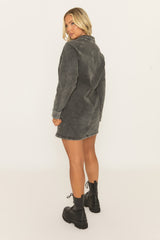 Grey Acid Wash Denim Mini Dress - Katrena
