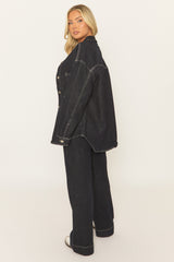 Indigo Denim Contrast Stitch Wide Leg Jeans - Reene