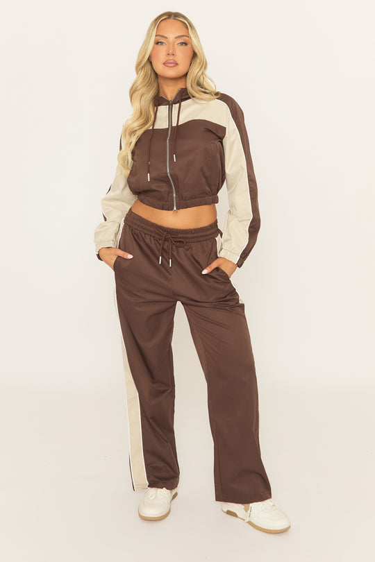 Chocolate Shell Side Stripe Tracksuit - Jessy