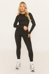 Black Long Sleeve Top and Energise Legging Activewear Set - Shanee
